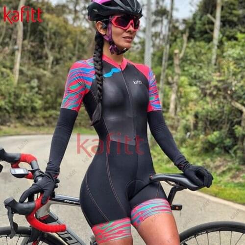 KafittNew Long Sleeve Cycling Jersey Womens Sweatshirt Set Womens Triathlon Cycling Cycling Suit Tight Jumpsuit Work Uniform