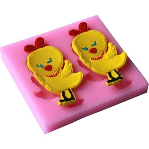 New Cute Little Yellow Chicken Soap Silicone Cake Fondant Mold Sugarcraft Cake Decorating Tools Silicone Handmade Macaroons D443