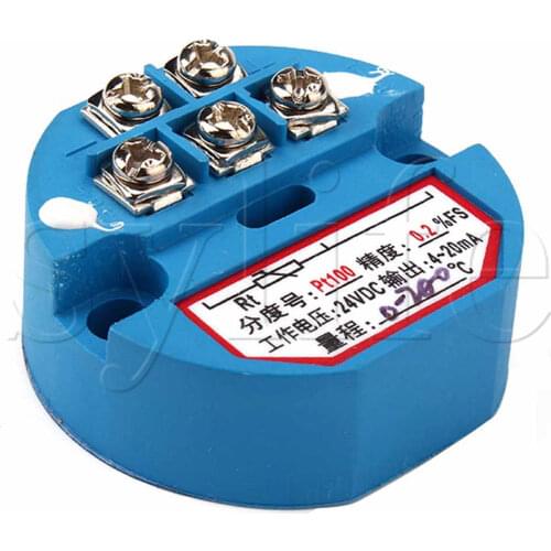 PT100 Thermocouple Temperature Sensor Transmitter 0 to 200 DC 24V Blue