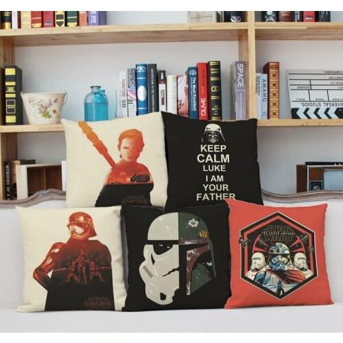 Star Wars 45cm*45cm Dark Warrior Rey Skywalker Cartoon Cotton Linen Pillow Sofa Pillow Home Decoration Cushion