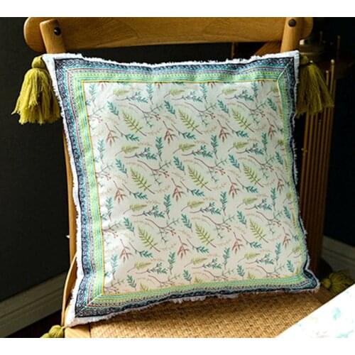 Tassel Cushion Cover Embroider Decorative Pillows Soft Grassy Pillowcase for Sofa Bed Car