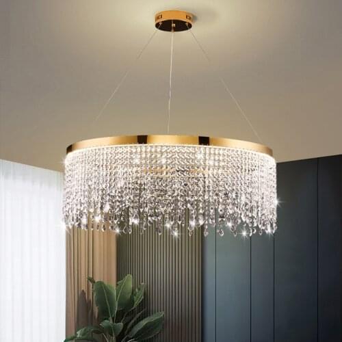 Living Room Luxury Chandelier Nordic Crystal Hanging Lamp Gold Home Decor LED for Living Room Dining Room Pendant Light Fixture