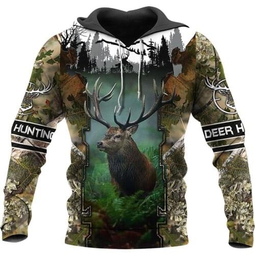Deer Hunter 3D printing zipper shirt fashion casual shirt New Street hip hop Hoodie-bbb