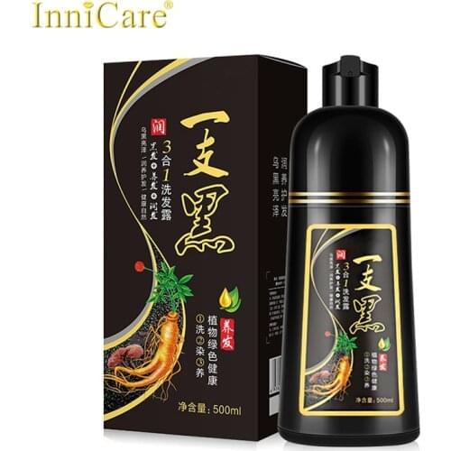 500ml Permanent Black Hair Shampoo Organic Natural Fast Hair Dye Plant Essence Black Hair Color Dye Shampoo For Women Men