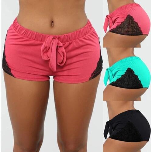 Womens Shorts Fashion Drawstring Lace Elastic Out High Waist Tight Shorts Casual Home Shorts Fitness Sport Shorts Женские Шорты