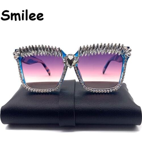 Rhinestone Shades Oversized Square Sunglasses Women Luxury Bling Fashion Glasses Club wedding party Glamour Eyewear No Case