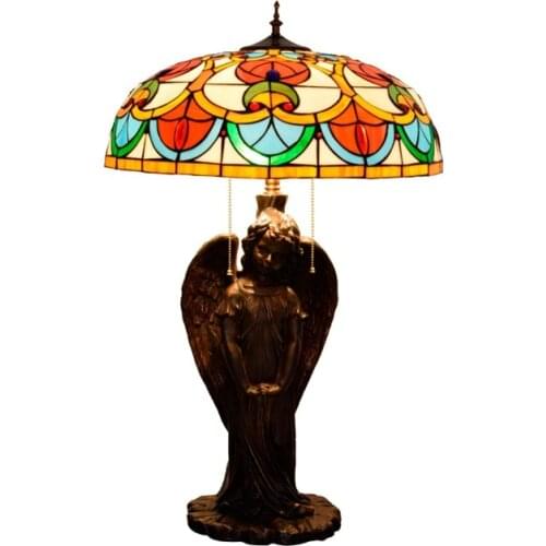Led e27 Tiffany Angel Iron Resin Glass LED Lamp.LED Light.Table Lamp.Desk Lamp.LED Dest Lamp For Bedroom