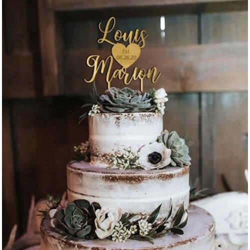 Wedding Cake Topper by Mint To Be Us, Personalized Initials and Date For Wedding, Anniversary,Wedding Cake Decoration