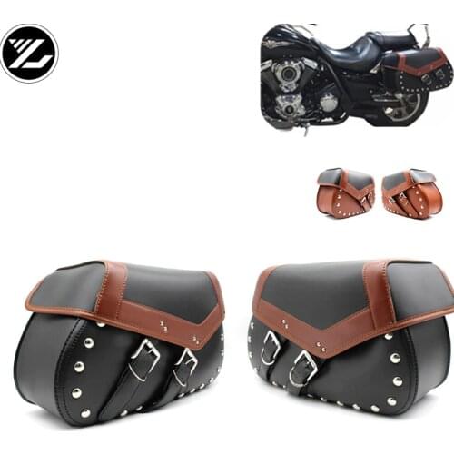 Universal Motorcycle Saddlebags Leather Side Storage Tool Pouch Luggage Bag for yamaha suzuki honda kawasaki Triphum Indian