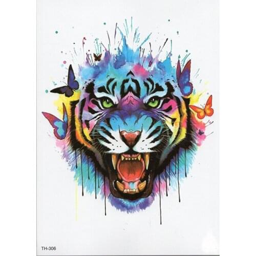 Waterproof Temporary Tattoo Sticker Samll Arm Sleeve Tattoo Tiger Animal Full Flower Tatoo Body Art Tattoo