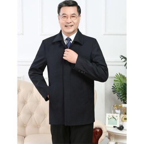 High Quality Button Mens Jackets 2020 Spring And Autumn New Middle-aged Clothing Fathers Brand Coats Wool Homme Solid Color