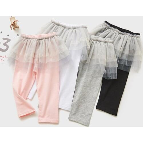 Toddler Baby Girl Princess Skirt Pants Summer Kids Girls Leggings With Veil Skirt Children Cropped Trousers Dance Pantskirt 3-8Y
