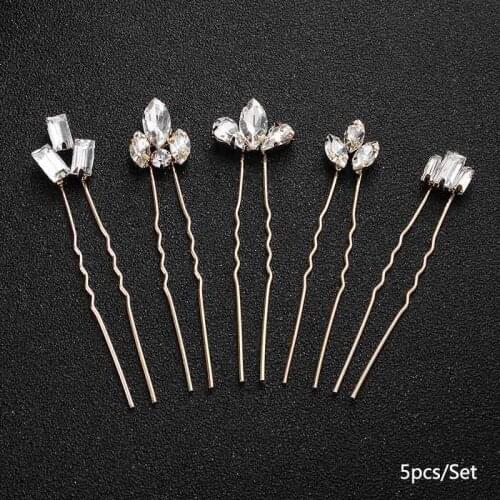 FORSEVEN 5pcs/Set Water Drop Shape Girls Daily Wearable Style Hairpin Modern Simple Coiled Hair Bride Decor Hair Accessories JL