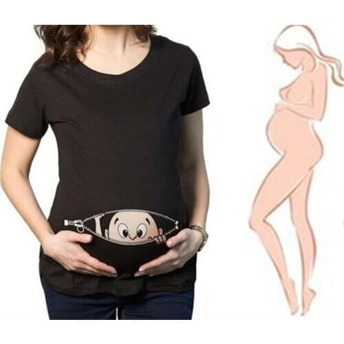 Hot Sales Fashion Maternity Tops Funny Cute Baby 3D Printing T Shirt Plus Size Clothes S-3XL