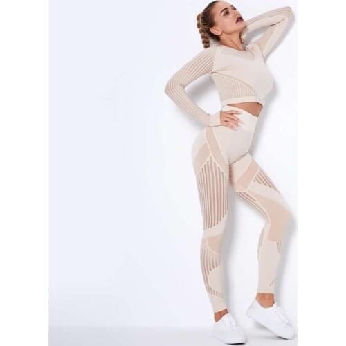 Women Fitness Leggings+Top Workout Clothing Workout Gym Sport Running Slim Yoga Set Exercise Train Bodybuilding Shirt+Pant 6301