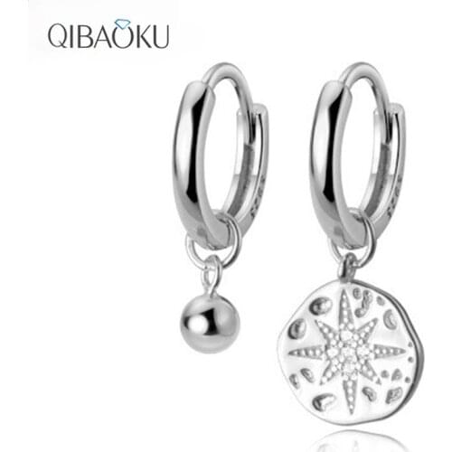 S925 Sterling Silver Hoop Earrings Dangle Earrings with Charm Clear CZ for Women Girls Fine Jewelry Circle Earring