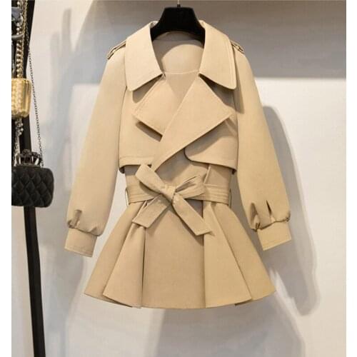 Casaco Feminino 2020 Plus Size Short Trench Coat Korean Style Female Abrigos Outwear Woman Autumn Coats KJ129
