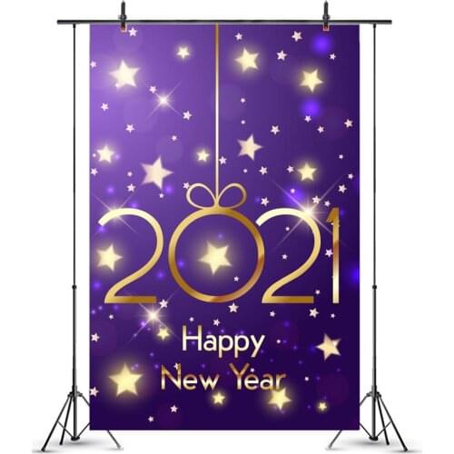 Starry Gold Glitter Happy New Year Background For Home Decor Photo Abstract Bokeh Famliy Dinner Party Backdrop Photography