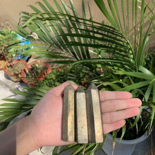 1pcs Copper Pyrites Wand Healing Crystal Six Siege Point Minerale Gemstone Obelisk Home Art Decoration Reiki Chakra Gift