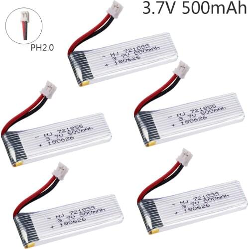 1S 3.7V 3.8V 500mAh 721855 30C 1S Lipo Battery with PH2.0 Plug for Indoor Racing Drone Toy 3.7V lipo toys battery 5PCS/lot