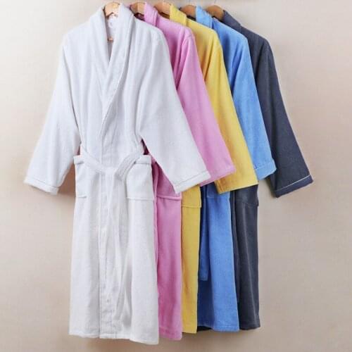 2020100%Cotton Towel Material Adult Bathrobe Absorbent Couple Nightgown Pajamas Sleepwear Autumn Thick Warm Soft Home Dress Gown