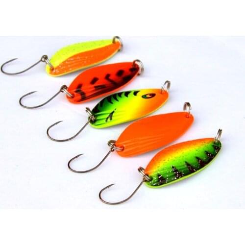 5pcs 4.5g 32mm Trout Spoon Lure Metal Bait Fishing Lure Copper Material Freshwater Fishing Tackle Isca Artificial Lake Fishing