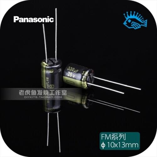 5pcs/50pcs 25V330uF 25V FM Series Panasonic Electrolytic Gold High Frequency Low Resistance Fever Hifi Audio Capacitor 10x13mm