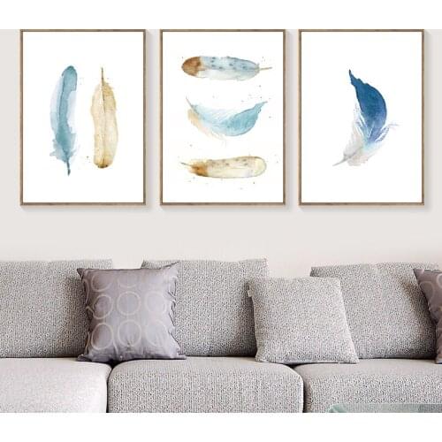 Abstact Wall Art Prints Feather Canvas Poster Nordic Prints Poster Personalized Wall Painting Wall Pictures Living Room Decor