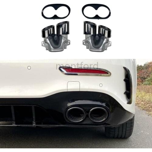 Rear Bumper Turbo Muffler Exhaust Tips Pipe Exits For Mercedes Benz W177 A35 C118 CLA35 X247 GLB35 A45S AMG Refitting 2020
