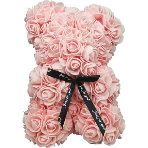 Free Shipping 20cm Rose Teddy Bear Rose Flower Artificial Decoration Christmas Gifts for Women Valentines Gift