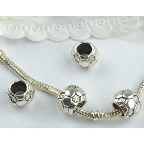 10 pcs alloy beads football charm tibetan silver diy beads for European bracelet jewelry making 1863