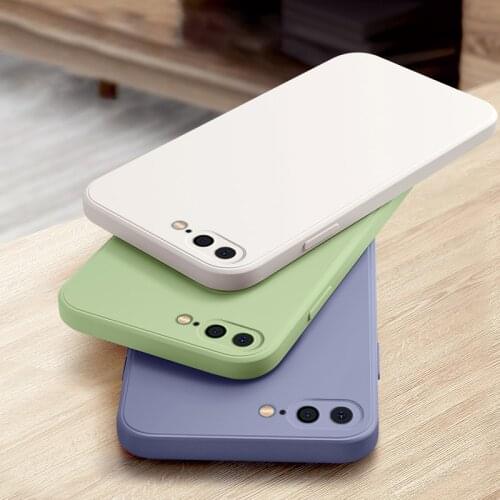 Original Lens Protection Shockproof Soft Square Liquid Silicone Phone Case For iPhone 7 8 6 Plus 11 12 Back Cover Fundas Coque