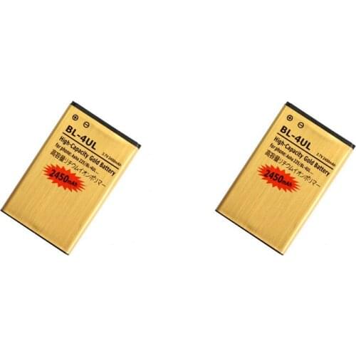 Ciszean 2pcs/lot 2450mAh BL-4UL / BL 4UL / BL4UL 3.7VDC Gold Replacement Battery For Nokia Asha 225 Asha225 + Tracking Code