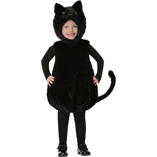 Kids Animal Black Cat One Piece Garment Jumpsuits Costumes Cosplay For Boys And Girls Halloween Masquerade Party Stage Costume