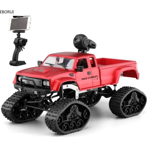 EBORUI FY002AB+WiFi RC Truck 2.4Ghz 1/16 4WD Off-road Remote Control Truck Front Light WiFi FPV 0.3MP Camera Military Truck RTR