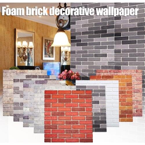 Simulated 3D Foam Wall Brick Sticker Decor Waterproof Wallpaper Self Adhesive Viscose PVC Foam Brick Stone Sticker Cover Board