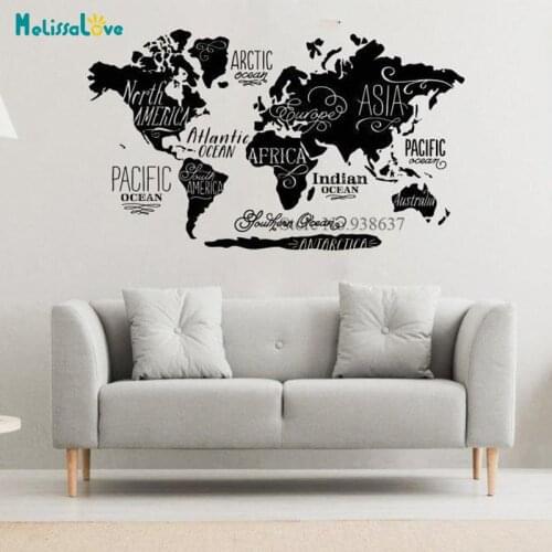 United States of America Map Big Global World Map Vinyl Wall Sticker Home decor wallpaper Creative Wall Decals BB185