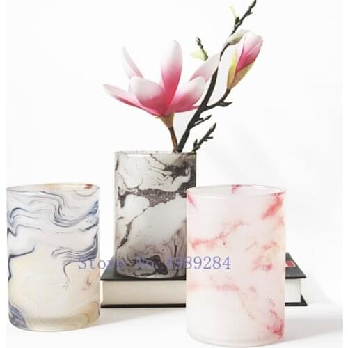 Creative Marble glass vase Flower arrangement accessories Nordic modern Home Decorative ornaments Flower vase wedding decoration