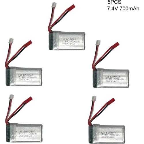 5PCS 7.4V 700mAh Lipo battery For MJXRC X600 F46 JXD391 aircraft model 2s 603048 JST plug 7.4 V lip battery for MJXRC toy miodel