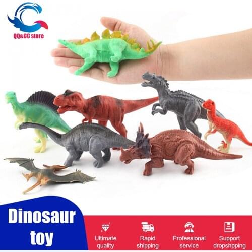12Pcs/set Simulation Dinosaur Model Toy Jurassic Era Colorful Enamel Tyrannosaurus Spinosaurus Combination Toys for Boys