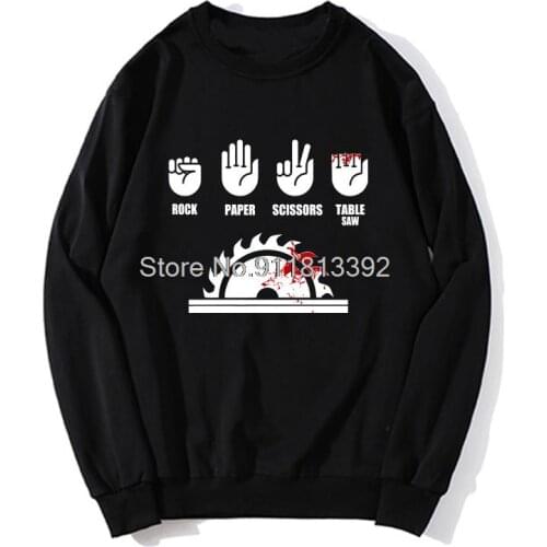 MenS Rock Paper Scissors Table Saw Funny Hoodie Hoodies Unisex Men Fleece Sweater Sweatshirt Streetwear Harajuku