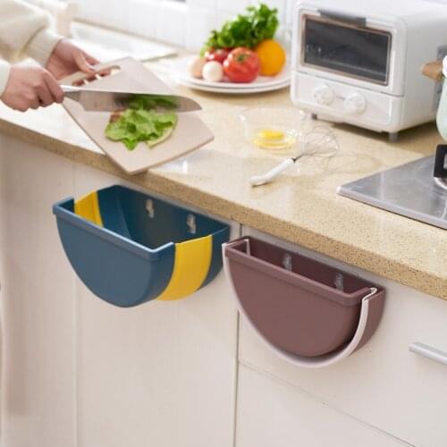 Wall Mounted Folding Waste Bin Kitchen Cabinet Door Hanging Trash Bin Garbage bin Car Trash Can kitchen PP Without Lid