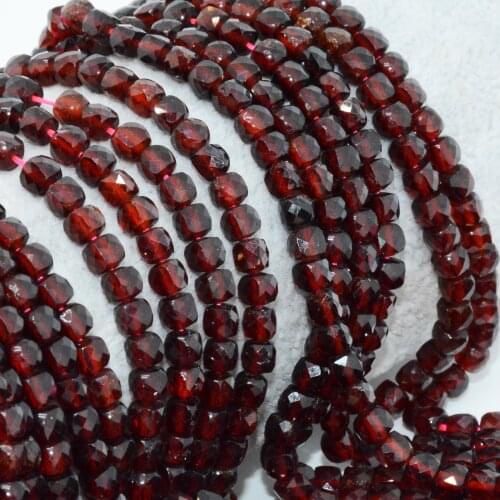 Natural Malaya Garnet Irregular Faceted Cube Beads 4mm~4.2mm , Color Between Pyrope+Spessartine
