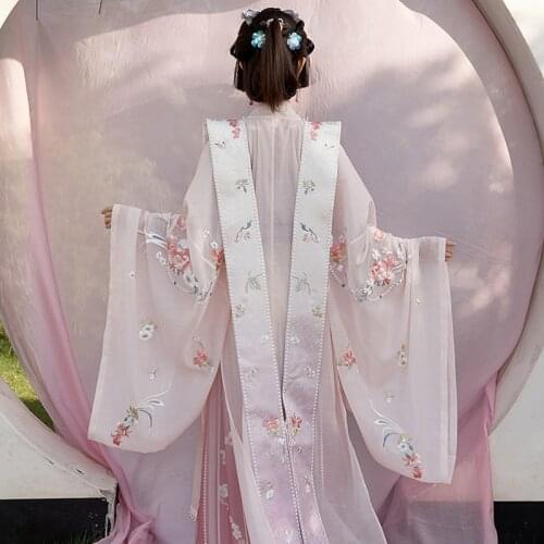 New Hanfu Cloak Chinese Style Big Sleeve Women Coat Han Tang Song Dynasty Jacket Traditional Ancient Embroidered Cape DQL5759