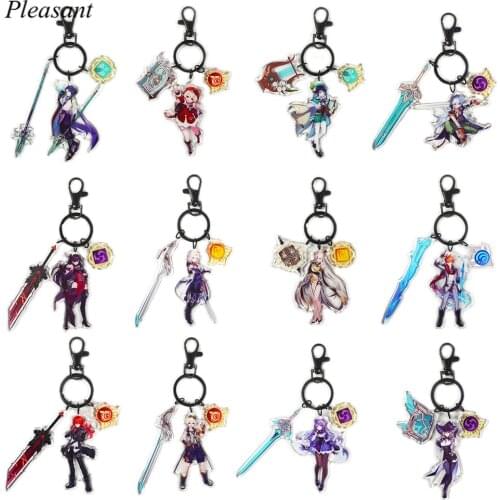 New Genshin Impact Keychain Childe Zhongli Xinyan DIona Paimon Keli Cosplay Keyring Bag Pendant Accessories