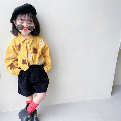 2021 Spring New Products Girls Fashion Casual Embroidered Shirt Girls Long Sleeve Shirt Free Tie
