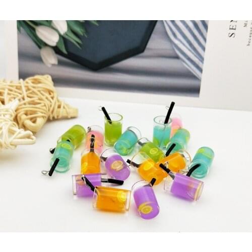 BULK 10 Lemon Slice Bottle Charm Resin Lemonade Drink Pendants Fruit Jewelry DIY Crafts Accessories 3D Drink Jar Charms #JC37FY