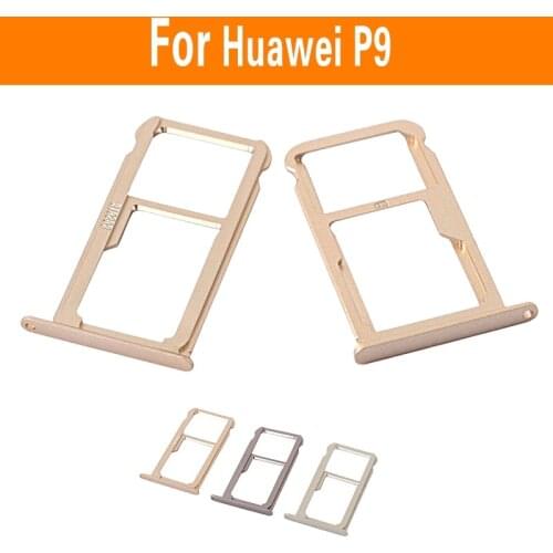 Genuine SIM & SD Card Holder For Huawei P9 EVA-L09 L19 Sim & Memory Card Tray Reader Adapter slot + gold gery silver color Parts