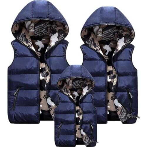 5-20 age Parent-child outfit Baby Boys Girls Cotton Wear On Both Side Vest Kids sleeveless Jacket Children Camouflage Outerwear