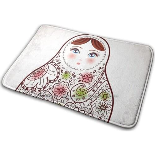 Happy Birthday Card Russian Doll Matrioshka Babushka Mat Rug Carpet Anti-Slip Bedroom Entrance Door Mat Greeting Fun White